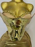 Sparkly Gold Sequin Sexy Top Two Pieces Set Women Celebrate Party Birthday NightClub Performance Dancer Show Stage Outfit