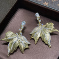 Gold Color AAA Zircon Bridal Earrings Leaf CZ Cubic Zirconia Wedding Earring For Bride Women Accessories Jewelry Birthday Gift