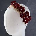 Red Flower Headband Hairband Crystal Headpiece Headwear For Bride Tiara Crown Headdress Bridal Jewelry Wedding Hair Accessories a