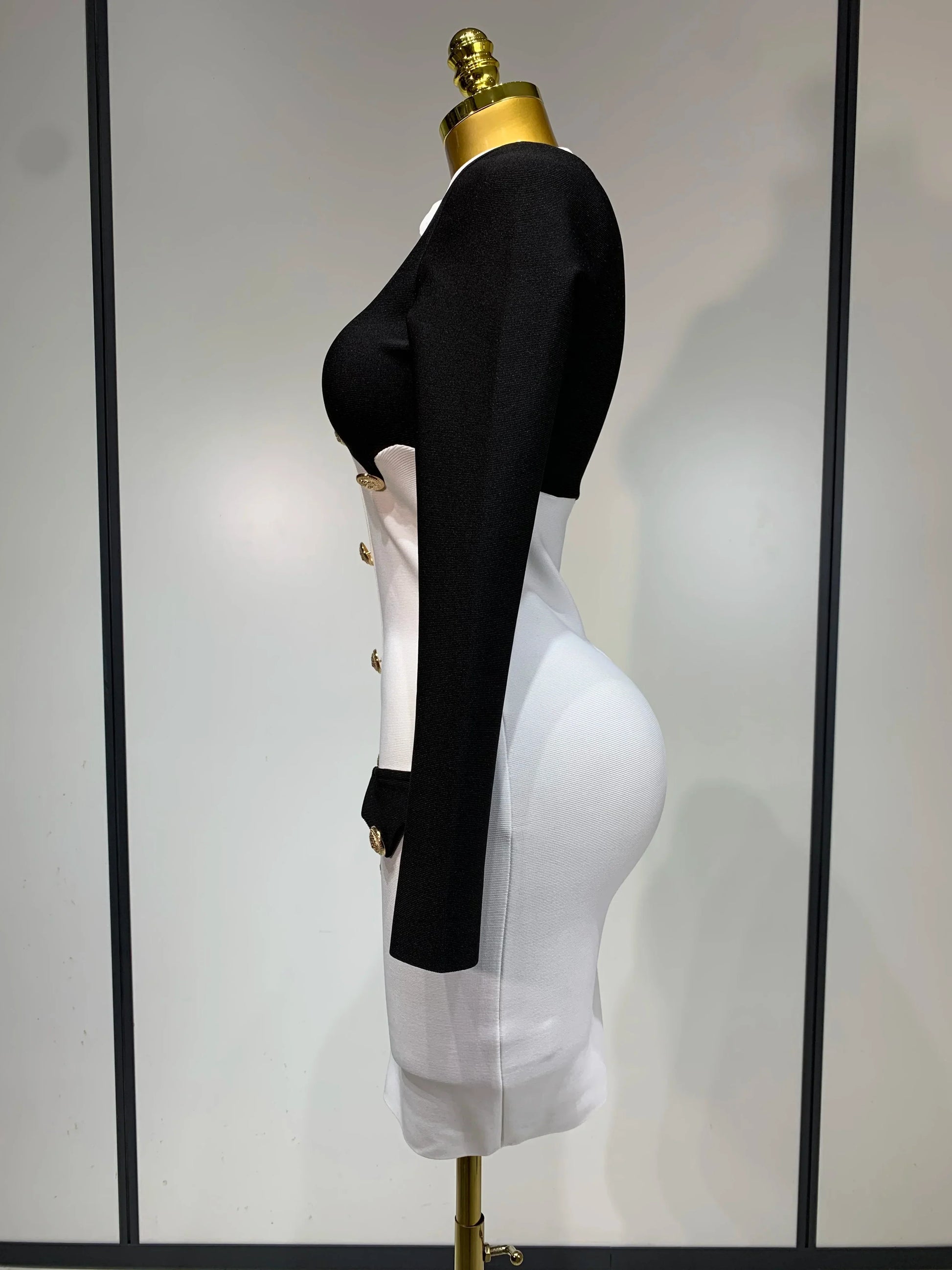 Women Long Sleeve Elastic Bodycon Short Bandage Dress High Street Office Lady Formal Elegant Business Club Party Dresses
