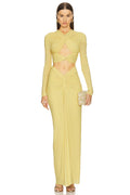 Mesh See Through Women Set Sexy Hollow Out Short Top And Hip Wrap Skirt 2 Pieces High Stree Wear Evening Party Vestido Yellow