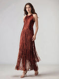 Modphy Sexy Tassel Ankle Bodycon Bandage Long Dress Celebrity Elegant Evening Club Luxury Birthday Party Outfit ﻿