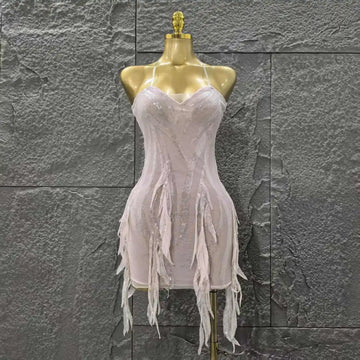 Pink Color Women Sexy Strapless Sexy Sequins Bodycon Mini Dress Nightclub Party Girls' Birthday Cocktail Outfit Pink