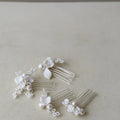Bridal Jewelry Imitation Pearl Hair Comb Pin Porcelain Flower Head Piece Brides Gold Silver Color Hairpin Wedding Accessories