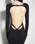 Elegant Evening Party Dress Women Long Sleeve Sexy Backless Bodycon Long Maxi Dress Style Red Carpet Outfit