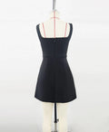 High Quality Women Sleeveless Sexy Square Collar A-Line Bodycon Mini Dress Fashion Celebrate Birthday Party Evening Dress
