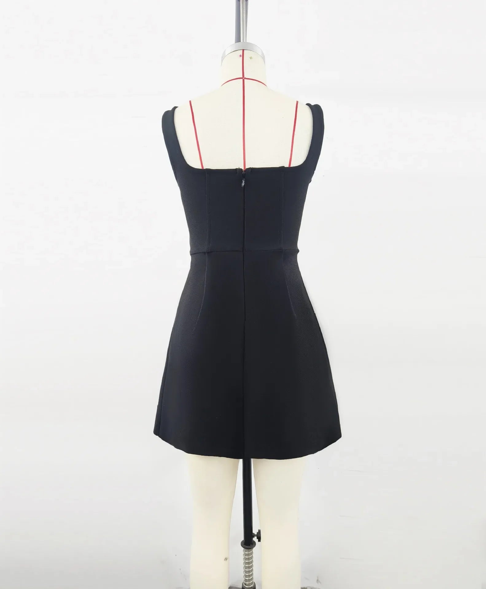 High Quality Women Sleeveless Sexy Square Collar A-Line Bodycon Mini Dress Fashion Celebrate Birthday Party Evening Dress