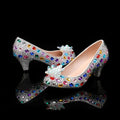 Luxury Colorful Rhinestones Wedding Women Pumps Fashion Round toe Crystal Flowers Bridal Party High heels Elegant Banquet Shoes