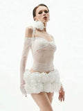 New Summer Women Sexy Lace Off the Shoulder Full Florlas Bodycon Mini Dress Nightclub Party Celebrate Bar Singer Wear