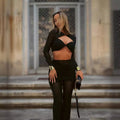 Sexy Hollowed-Out See-Through Suit Pants Tight Fashion Women's Suit