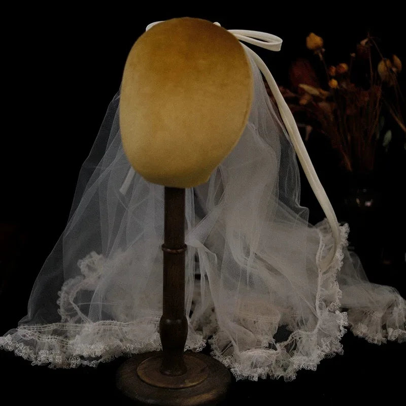 Short Bowknot Bridal Veil Lace Wedding Veils For Evening Dinner Party Dress Women Birthday Gift Hair Accessories Brides Jewelry