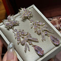 High Quality AAA Zircon Bridal Earrings Pink CZ Zirconia Wedding Earring For Women Brides Accessories Dinner Party Dress Jewelry A