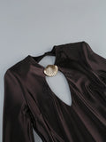 New Arrival Women Long Sleeve Sexy Keyholes Bodycon Floor-length Dress Elegant Evening Party Prom Runway Fashion Dress