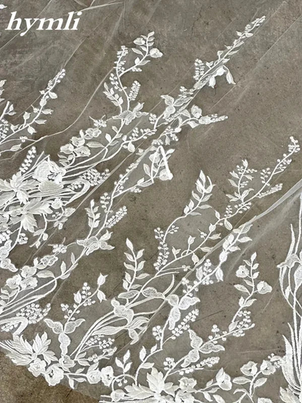 New Style Floral Chapel / Cathedral Bridal Veil Flower Lace Royal Wedding Veil Metal Comb