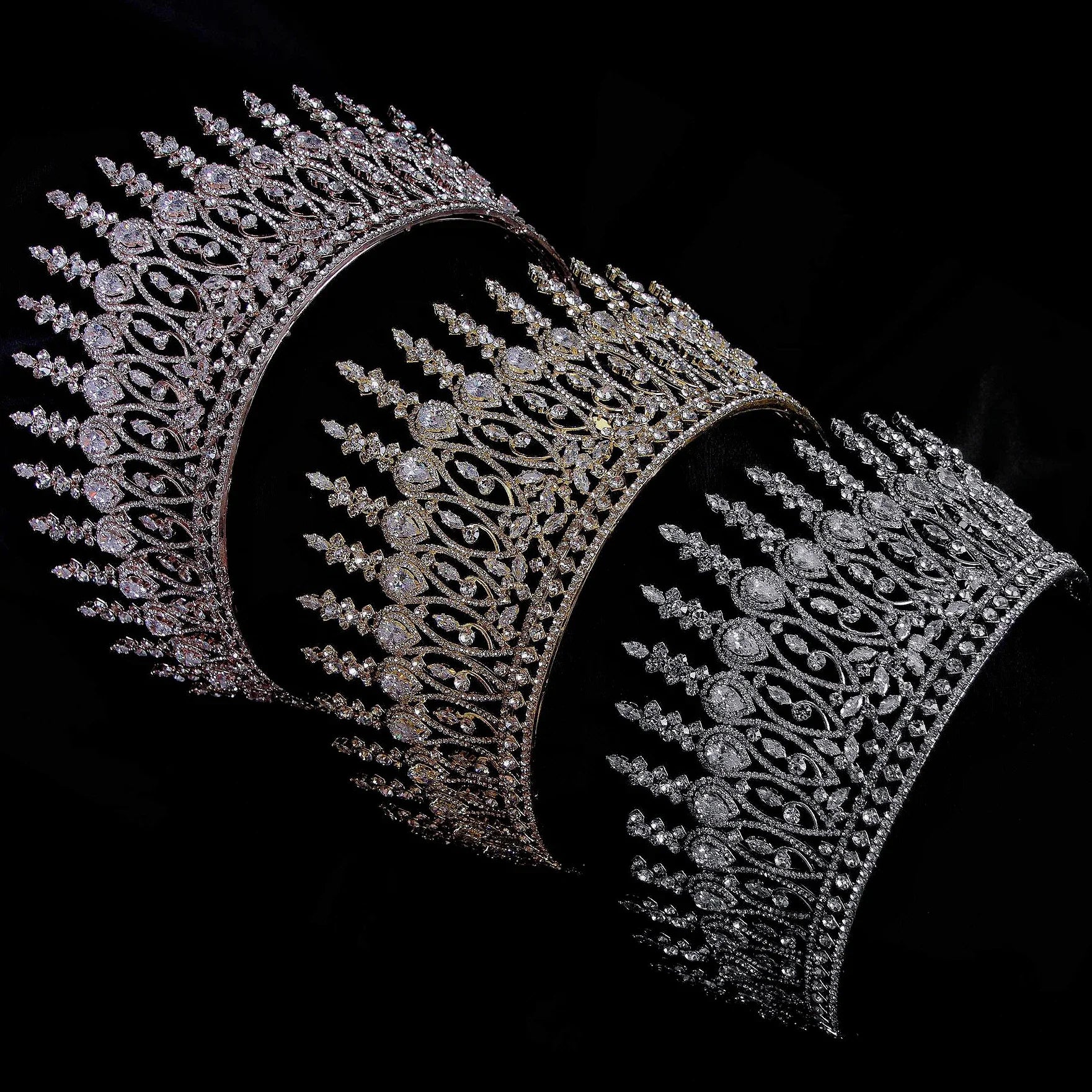 Big Large AAA Zircon Tiara Crown Zirconia Headpiece For Brides Princess Queen Headband Wedding Hair Accessories Bridal Jewelry