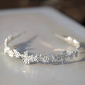 Flower Headband Hairband Tiara Silver Color Headpiece For Bride Zircon Headwear Crown Bridal Hair Jewelry Wedding Accessories