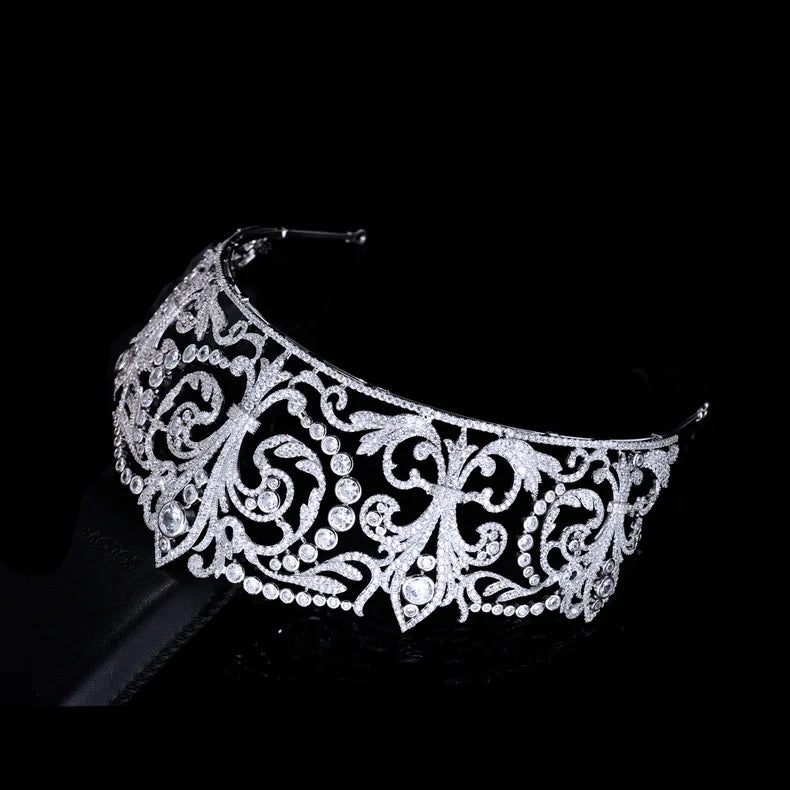 Wedding Hair Accessories Princess Queen Zircon Tiaras and Crowns Cubic Zirconia Headband Brides Big Large Diadem Bridal Jewelry