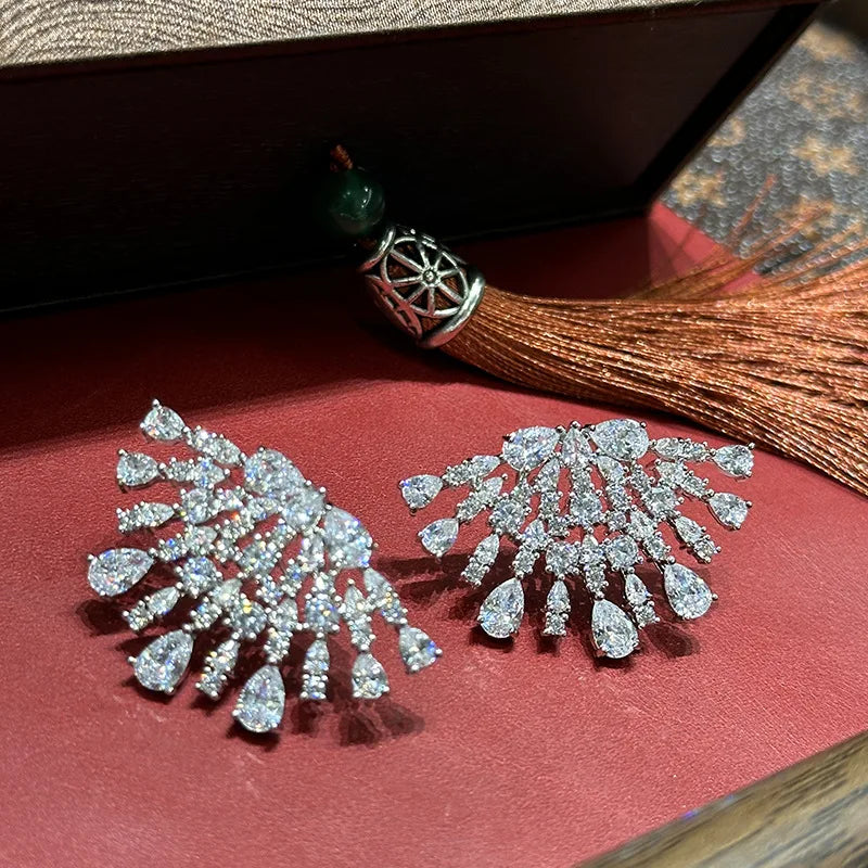Luxury Silver Color AAA Zircon Bridal Earrings CZ Zirconia Wedding Earring For Women Brides Accessories Birthday Gift Jewelry B