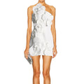 White Color Women Sexy Halter Backless Off the Shoulder Bodycon Mini Dress Florals Birthday Party Celebrate Vacation Dress