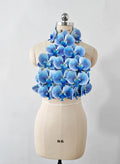 Blue Women Sexy Florals Backless Bodycon Tops Celebrate Nightclub Party Bar Dancer DJ Performance Costume Blue