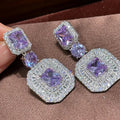 High Quality Purple AAA Zircon Bridal Earrings Cubic Zirconia Wedding Earring For Women Bride Accessories Party Dinner Jewelry