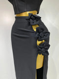 Summer New Women Sexy Flower Black Red Bandage Two Piece Set Celebrity Evening Party Skirt Suits Luxury Birthday Outfit