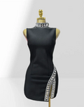 Summer Super shining Diamonds O-neck Sleeveless Bandage Mini Dress Fashion Woman Birthday Party Dress Music Festival Outfit black