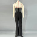 Top Quality Women Sexy Strapless Shinning Pearl Beading Bodycon Long Bandage Jumpsuit Celebrate Evening Party Birthday Wear