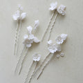 Bridal Jewelry Gold Silver Color Hairpin Porcelain Flower Hair Pin Clip Brides Women Head Piece Headdress Wedding Accessories silver color A
