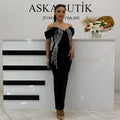 Shinning Crystal Women Sexy Short Sleeve V-Neck Bodycon Bandage Long Dress Elegant Evening Party Celebrate Outfit