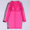 Black Color Women Long Sleeve Sexy Front Zipper Bodycon Mini Dress Rayon Bandage Fashion Runway Show Evening Dress Rose Red