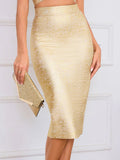 2025 Spring Women's Coated Bandage Skirt Elegant High Waist Skirt Fashionable and Versatile Slim Fit and Knee Skirt