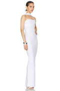 White Red Color Women Sexy Halter Off the Shoulder Bodycon Long Bandage Dress Fashion Celebrate Evening Party Red Carpet Dress Ivory