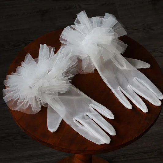 Lace Short Bridal Gloves Wristband White Wedding Glove For Women Girl Party Evening Dress Jewelry Brides Accessories a