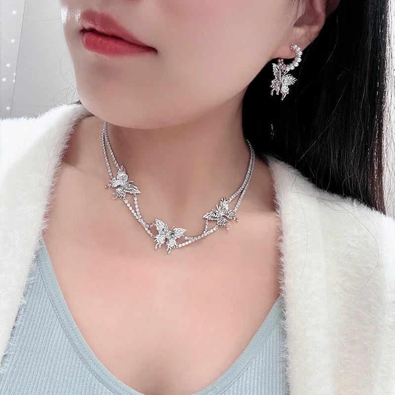 Butterfly Zircon Pearl Bridal Earrings CZ Cubic Zirconia Wedding Earring For Brides Accessories Women Birthday Gifts Jewelry