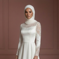 Satin A-Line Modest Wedding Dress – Perfect Hijab-Friendly Nikah Outfit Muslim