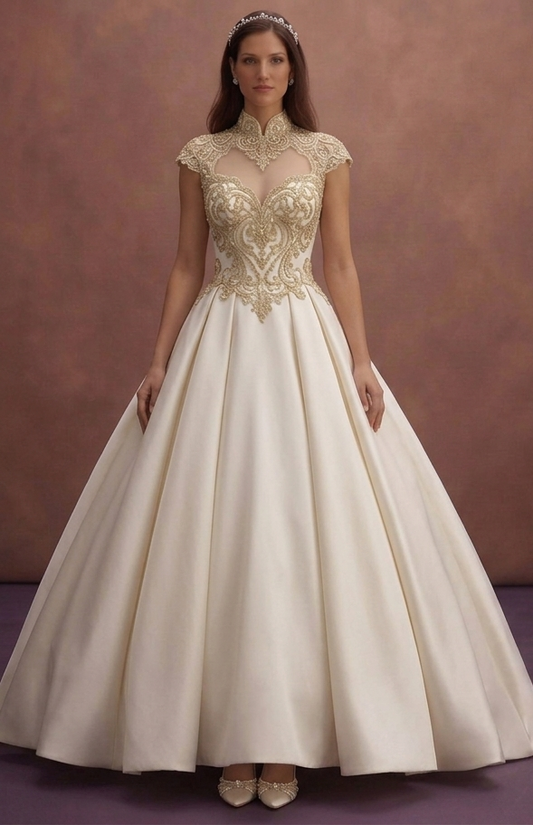 Satin Ball Gown Wedding Dresses with Royal Style