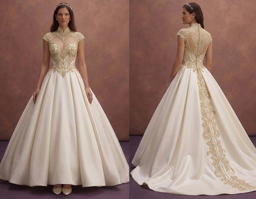 Satin Ball Gown Wedding Dresses with Royal Style
