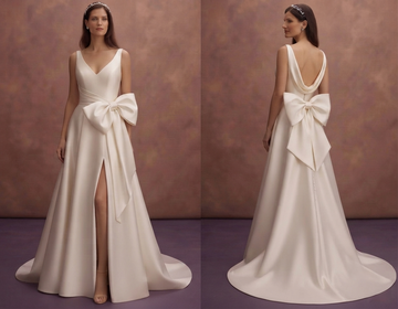 Satin Bridal Gowns with Oversized Bow Accents