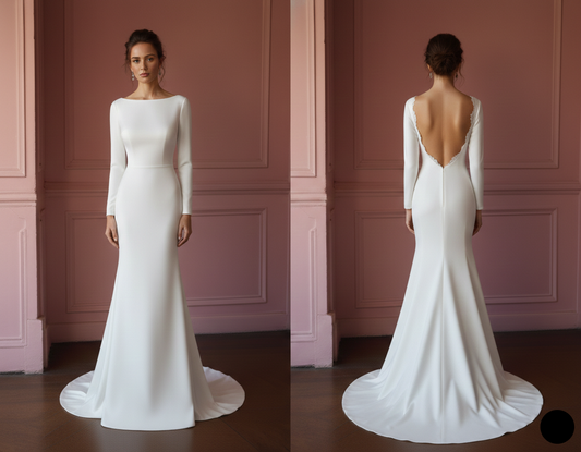 Satin Mermaid Wedding Dress Minimalist Long Traditional Wear