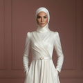 Satin Minimalist Hijab Wedding Dress – Ivory Modern Modest Gown Muslim