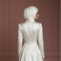 Satin Minimalist Hijab Wedding Dress – Ivory Modern Modest Gown Muslim