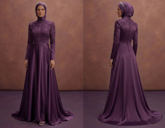Satin Muslim Prom Dresses – Sleek & Shiny Modest Styles
