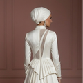 Satin Nikah Wedding Dress – Ivory A-Line Hijab-Friendly Outfit Muslim
