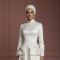 Satin Nikah Wedding Dress – Ivory A-Line Hijab-Friendly Outfit Muslim