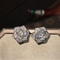 Luxury Rose Flower AAA Zircon Bridal Earrings Cubic Zirconia Wedding Earring For Bride Women Accessories Jewelry Party Dress