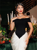 Top Quality Women Sexy Slash Neck Off the Shoulder Laced-up Bodycon Floor-length Dress Evening Party Celebrate Cocktail Outfit