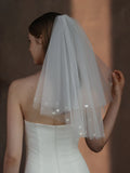 Short Heart Bridal Veil White Lace Wedding Veils For Evening Dinner Party Dress Women Gift Hair Accessories Brides Jewelry a