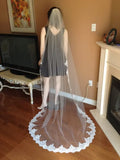 250cm lace wedding veil 1 layer bridal veil with metal comb in white , off white , ivory