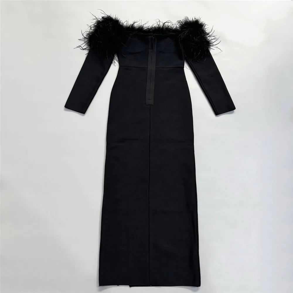 Women Long Sleeve Sexy Shinning Crystal Keyholes Bodycon Long Bandage Dress Celebrate Evening Party Cocktail Outfit